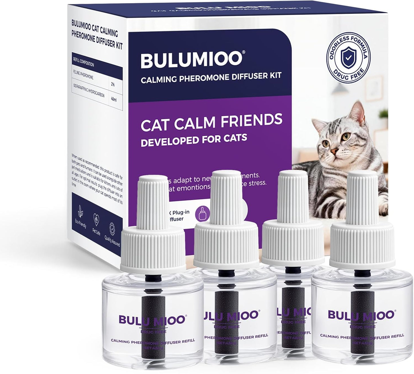 Cat-Calming-Pheromone-Refills-(120-Day-Supply)-–-4-x-48ml-Replacement-Vials-ONLY-553