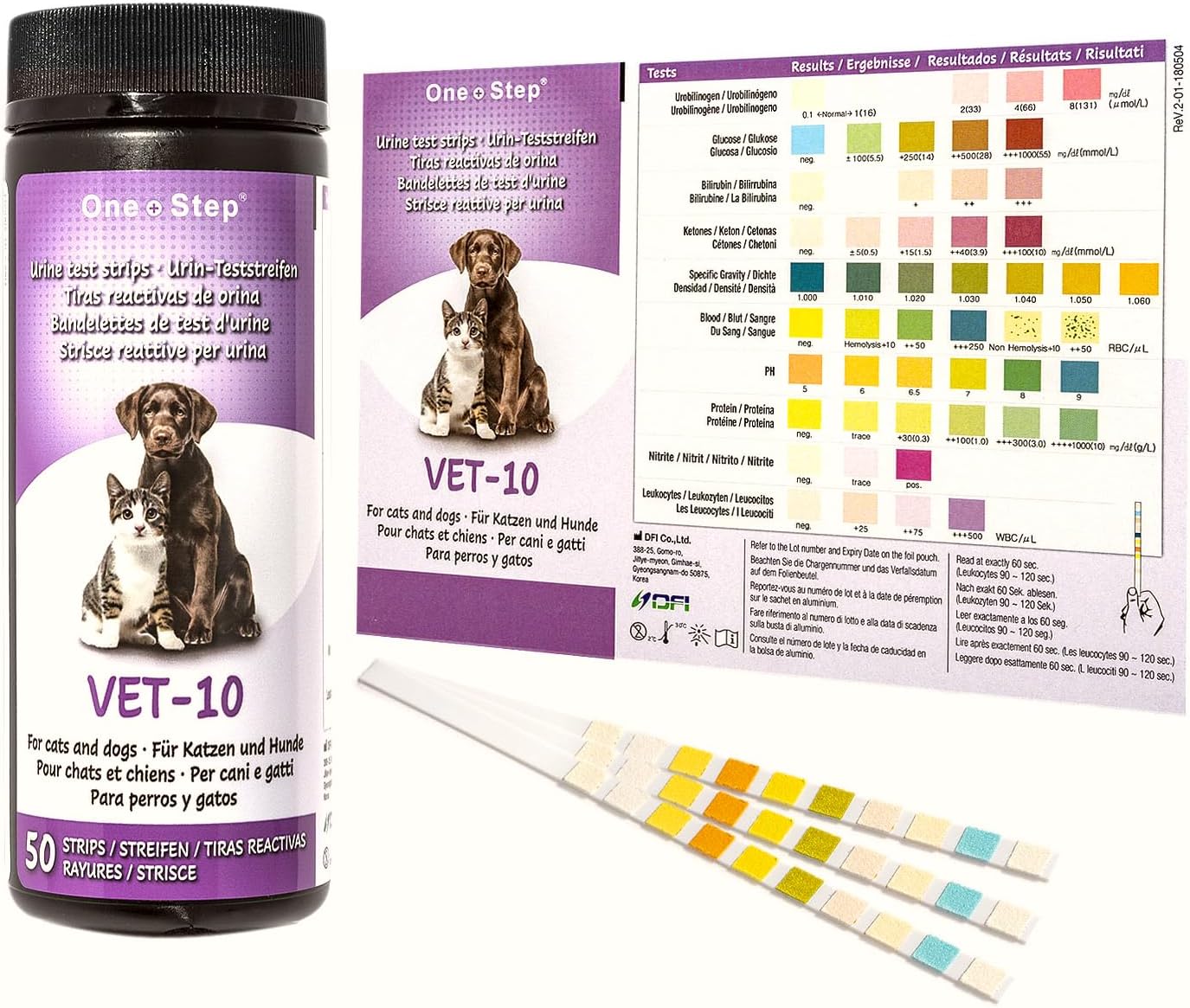 One-Step-Pet-Urine-Testing-Strips,-50-x-Urinalysis-Parameter-Tests-Dogs,-44