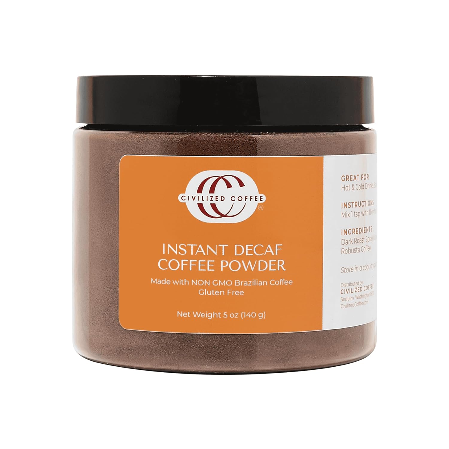 Civilized-Coffee-Gránulos-descafeinados-de-café-instantáneo,-tarro-de-café-gourmet-medio293