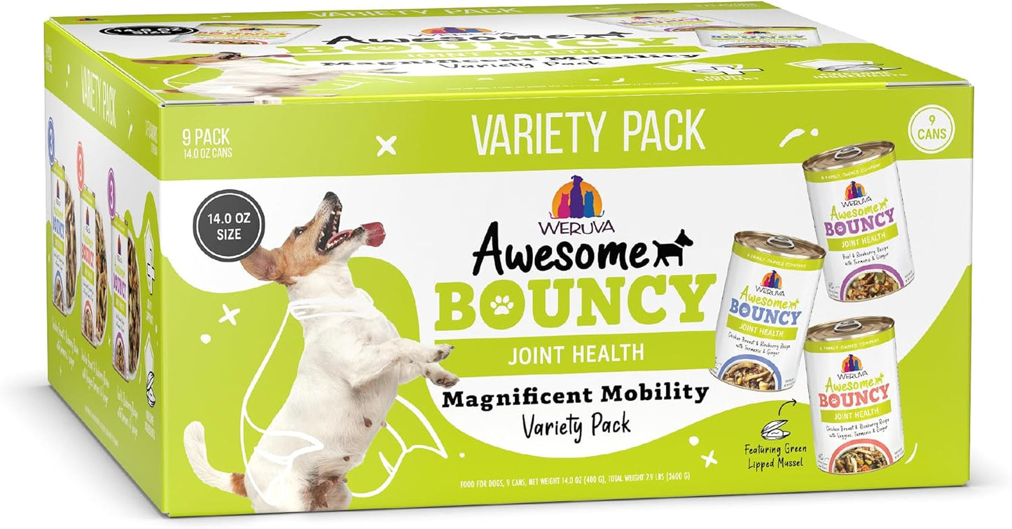 Weruva-Awesome-Bouncy-Wet-Dog-Food,-Magnificent-Mobility-Variety-Pack,-14oz-Can-(Pack-1390