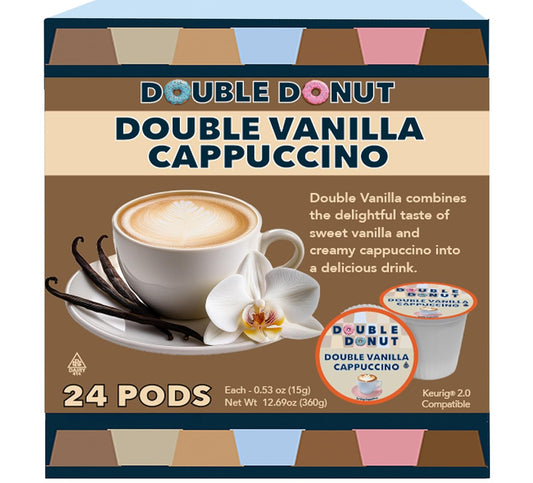 Double-Donut-Coffee-Double-Vanilla-Cappuccino-Pods,-24-Single-Serve-Cups-For-Keurig-2295