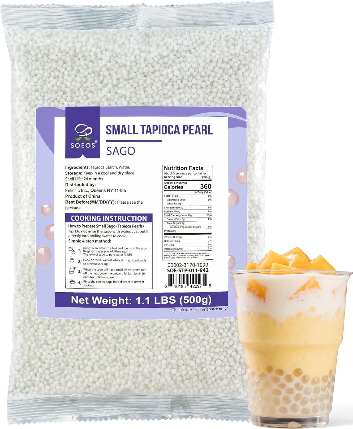 Soeos-Small-Tapioca-Pearls-for-Asian-Desserts,-Bubble-Tea,-and-Puddings,-Quick-Cooking-Ball,-Gluten-Free,1-2290