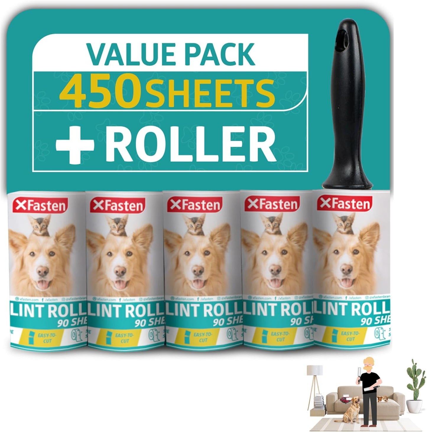 Pet-Hair-Lint-Roller,-450-Sheets-Furniture-Lint-Rollers-for-723