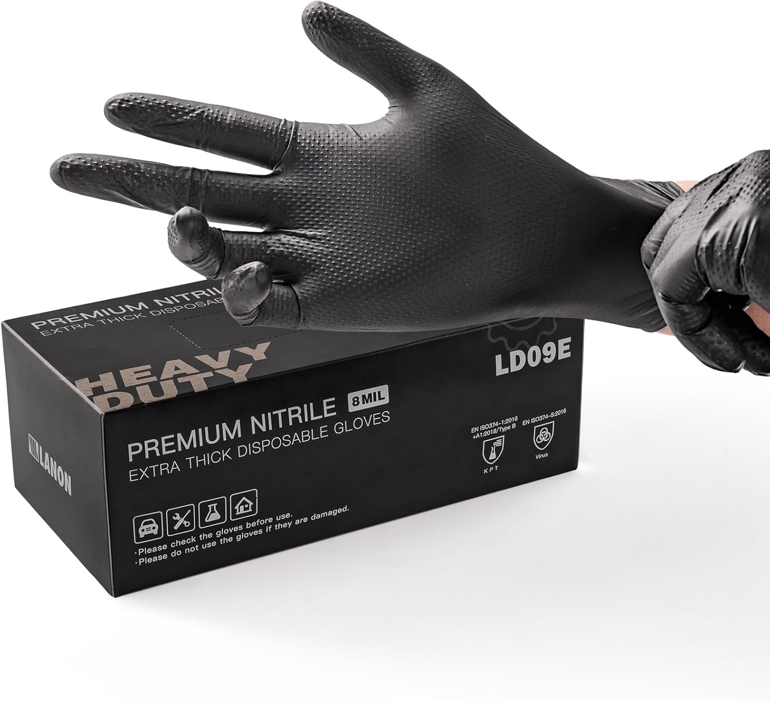 LANON-8-Mil-Heavy-Duty-Black-Nitrile-Gloves,-Food-Safe,-2065