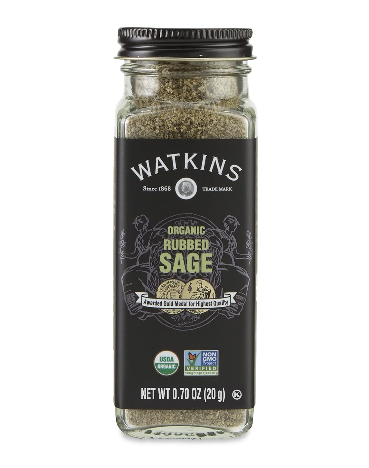 Watkins-Gourmet-Organic-Spice-Jar,-Rubbed-Sage,-Non-GMO,-Kosher,-0.7-Ounce-Jar,-919