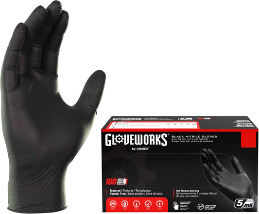 GLOVEWORKS-Black-Nitrile-Gloves-5-Mil-Disposable,-Latex-Free,-Textured-Grip-for-Food-Service,-Cooking,-1563