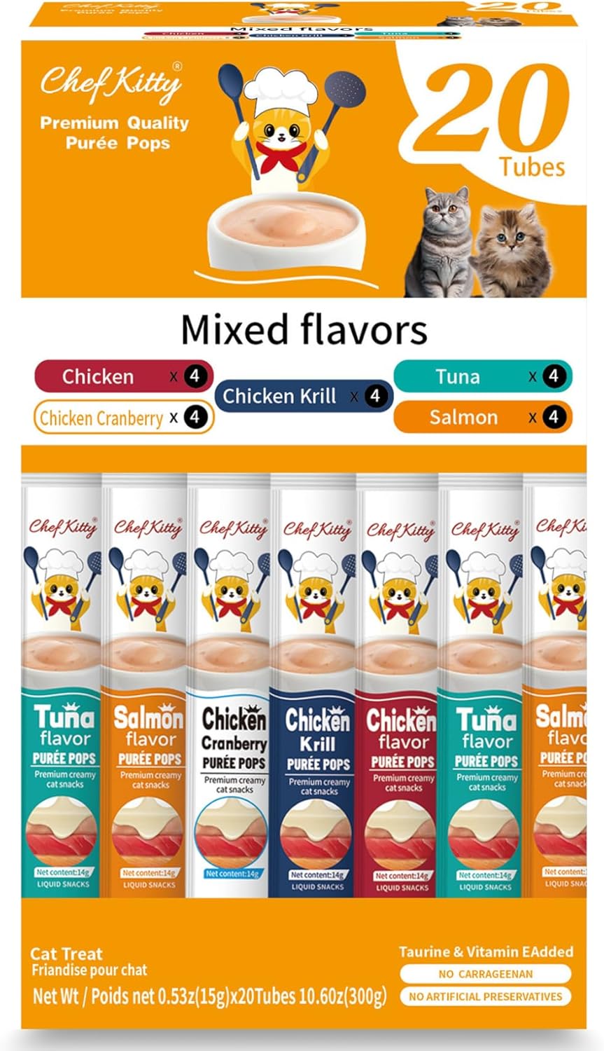 Chef-Kitty-Purée-Pops,-Cat-Treats,-Grain-Free,-Lickable,-Squeezable-Creamy-Cat-with-E-Taurine,572