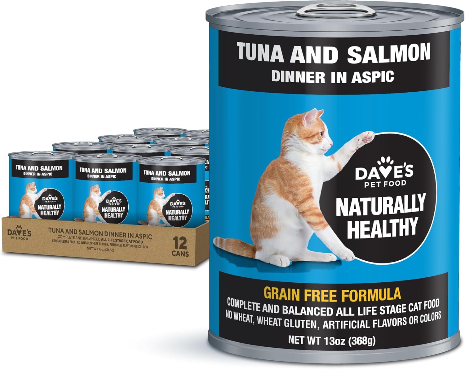 Dave's-Pet-Food-Grain-Free-Canned-Cat-Food-(Tuna-&-Salmon-Dinner-Aspic),-Wet,-(12803