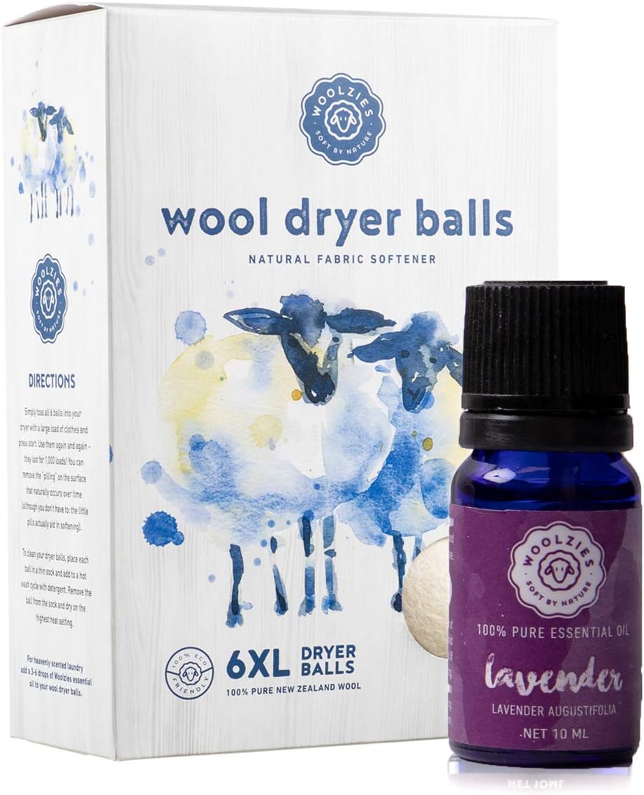 Woolzies-Wool-Dryer-Balls-Organic:-6-XL-Laundry-Balls-for-Dryer-+-97