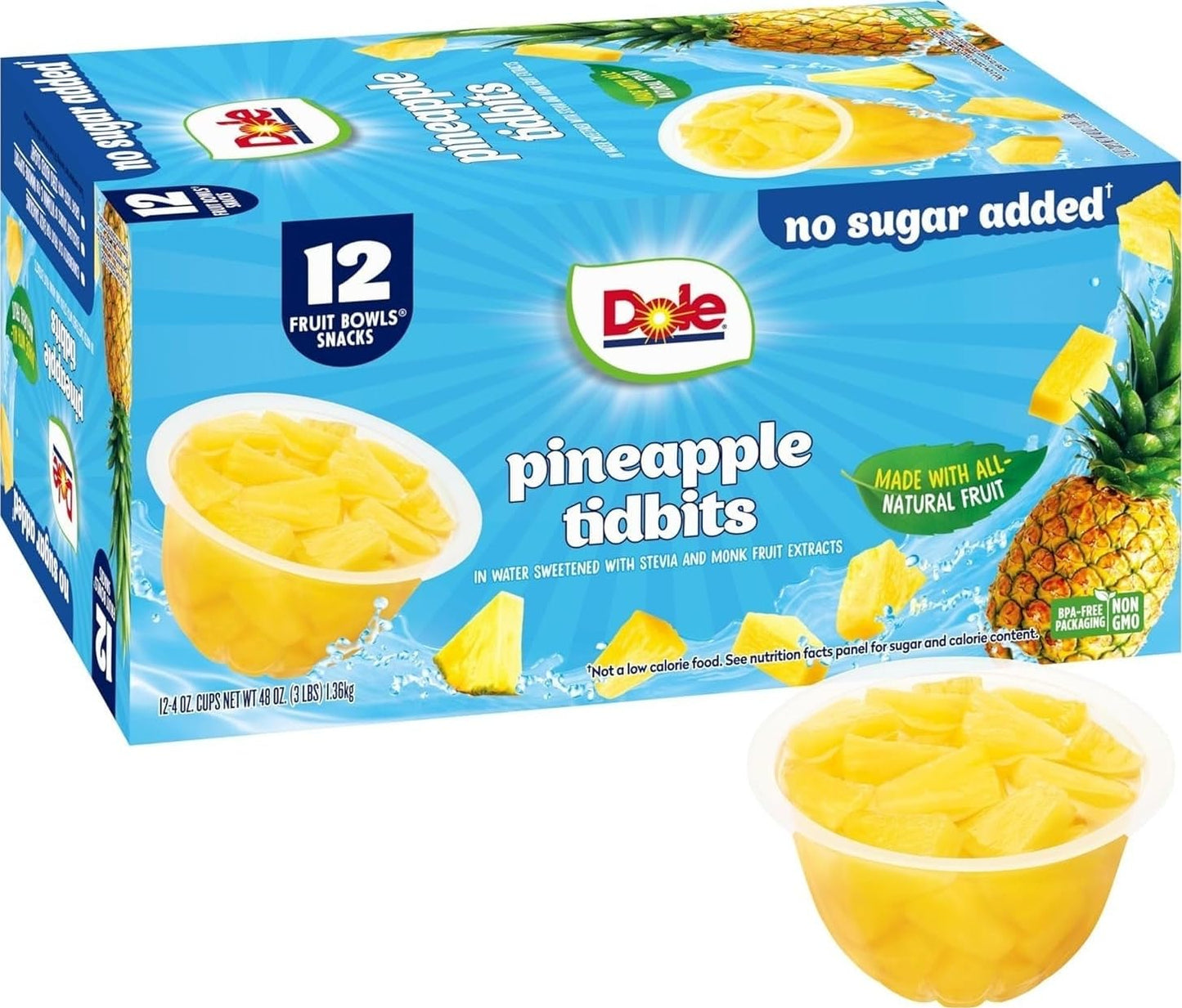 Dole-Pineapple-Tidbits,-4-oz-Fruit-Bowls,-12-Pack-|-No--Sugar-Added,-Fruit-Snacks-1496