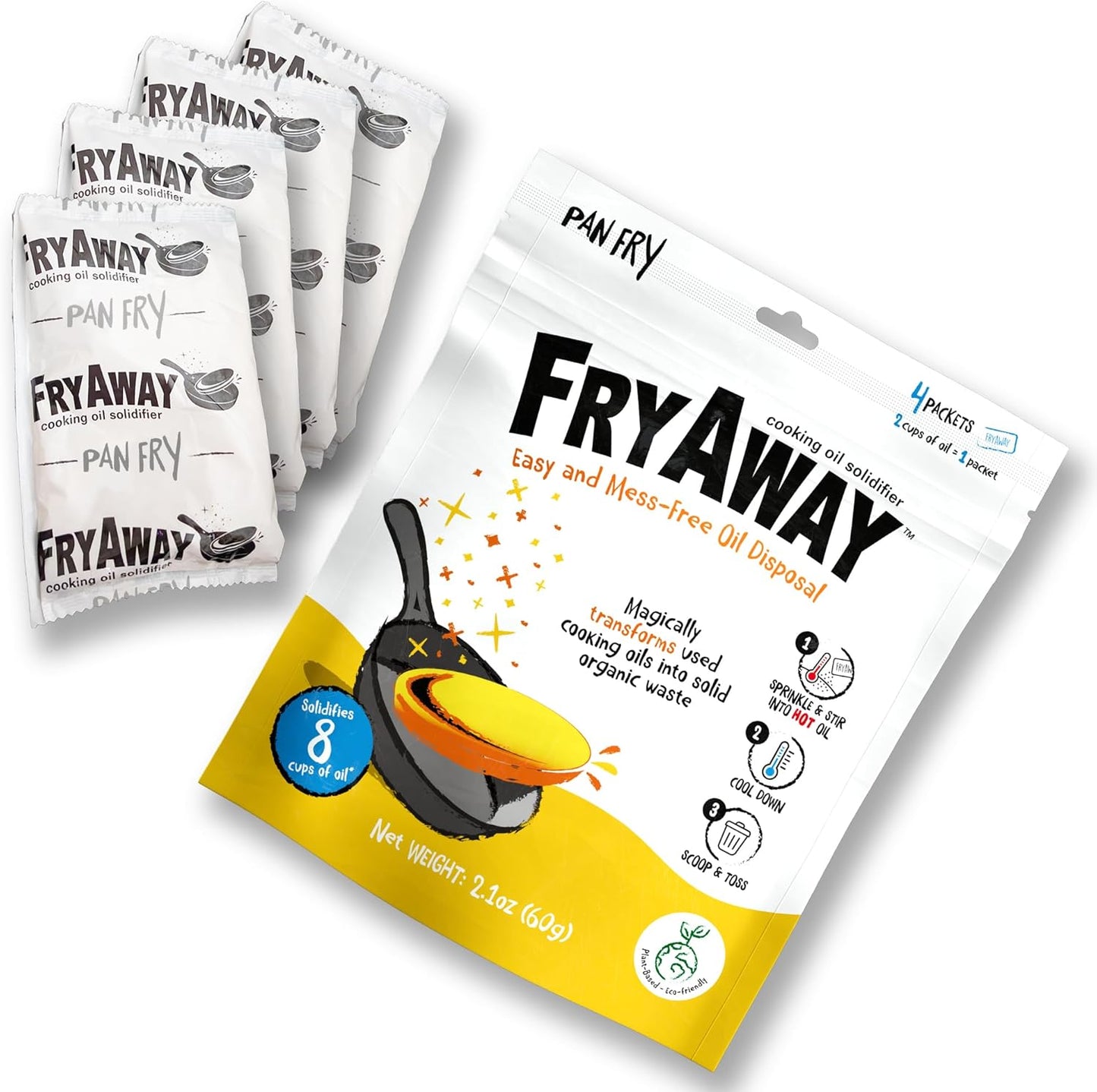 FryAway-Cooking-Oil-Solidifier,-Pan-Fry,-4-Packets,-2.1-oz-(60-g)-------975