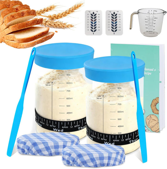 Bakedon-34oz-Sourdough-Starter-Jar-Kit,Wide-Mouth-Sourdough-Starter-Container-with-Feeding-Band,-Spatu-448