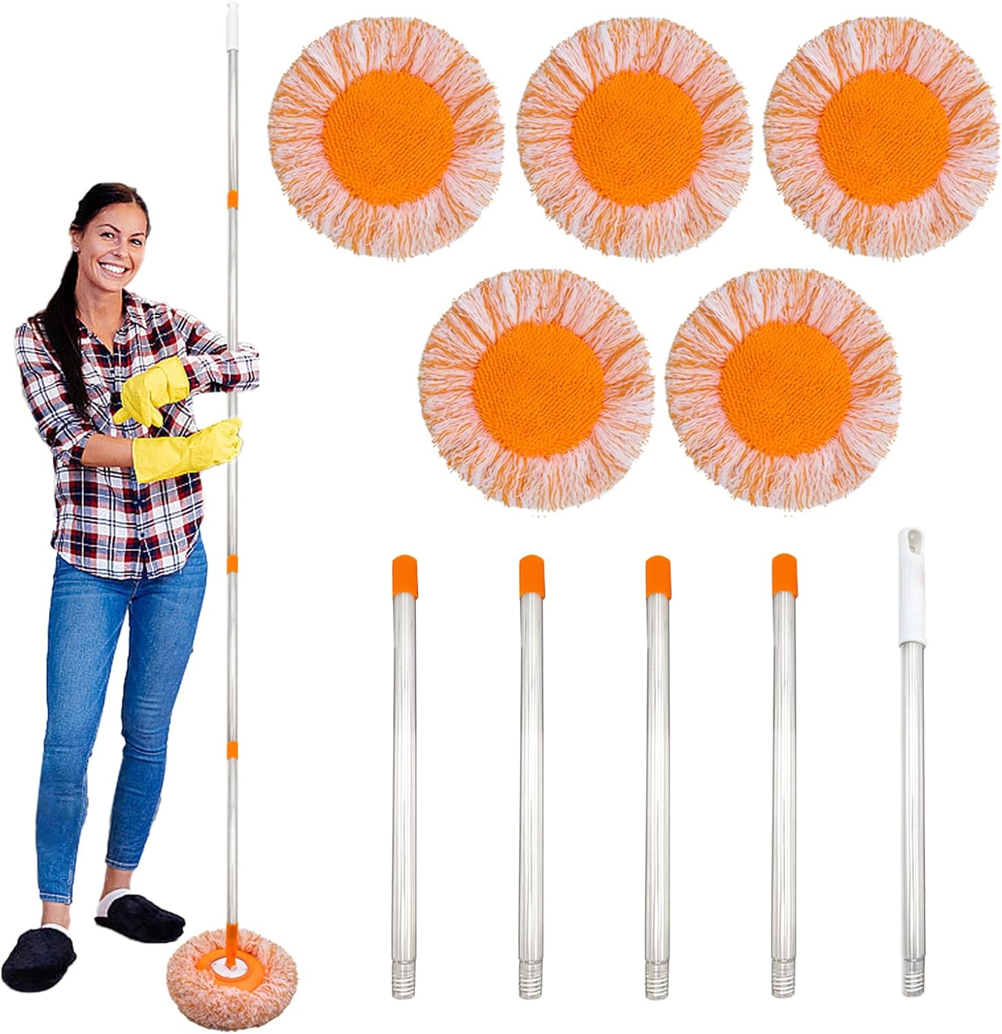 360-Rotatable-Adjustable-Cleaning-Mop-with-5-Mop-Head,-78-206