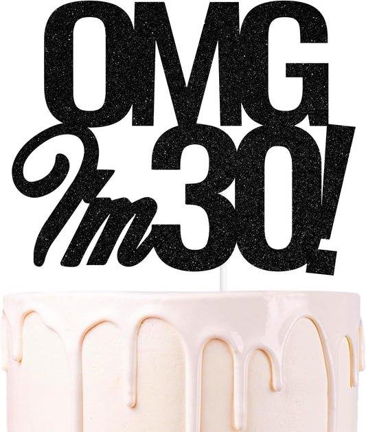 Black-Glitter-OMG-I'm-30-Cake-Topper,-4165