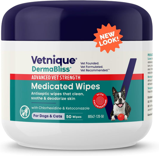 Vetnique-Dermabliss-Advanced-Strength-Medicated-Antibacterial-Wipes-for-Dogs-with-Chlorhexidine-Infections,-262