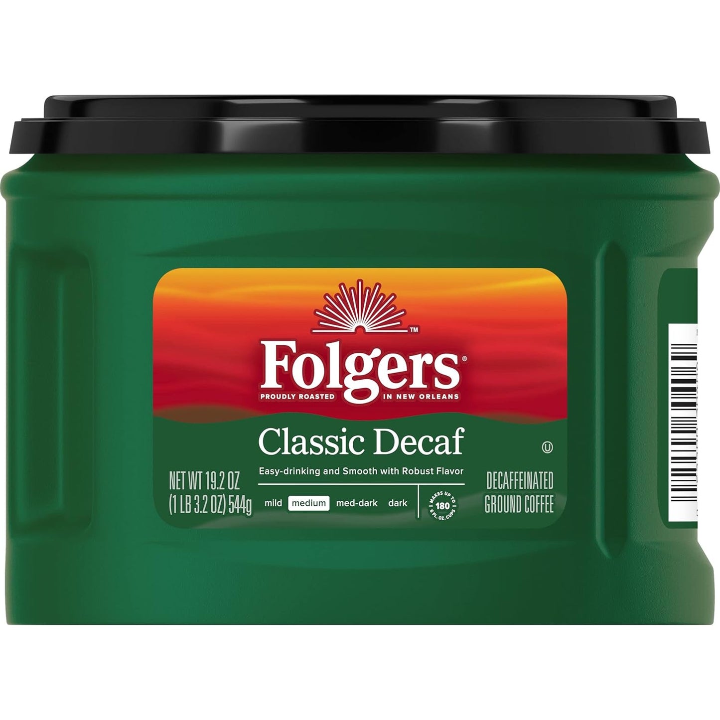 Folgers-Café-descafeinado,-café-molido,-tostado-medio-clásico,-recipiente-de-19.2--611