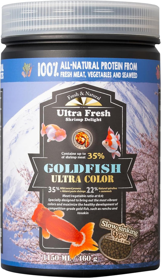Ultra-Fresh-Sinking-Goldfish-Food,-Color-Enhancing,-Balanced-Diet,-All-Natural-Clear-Formula,-Si944