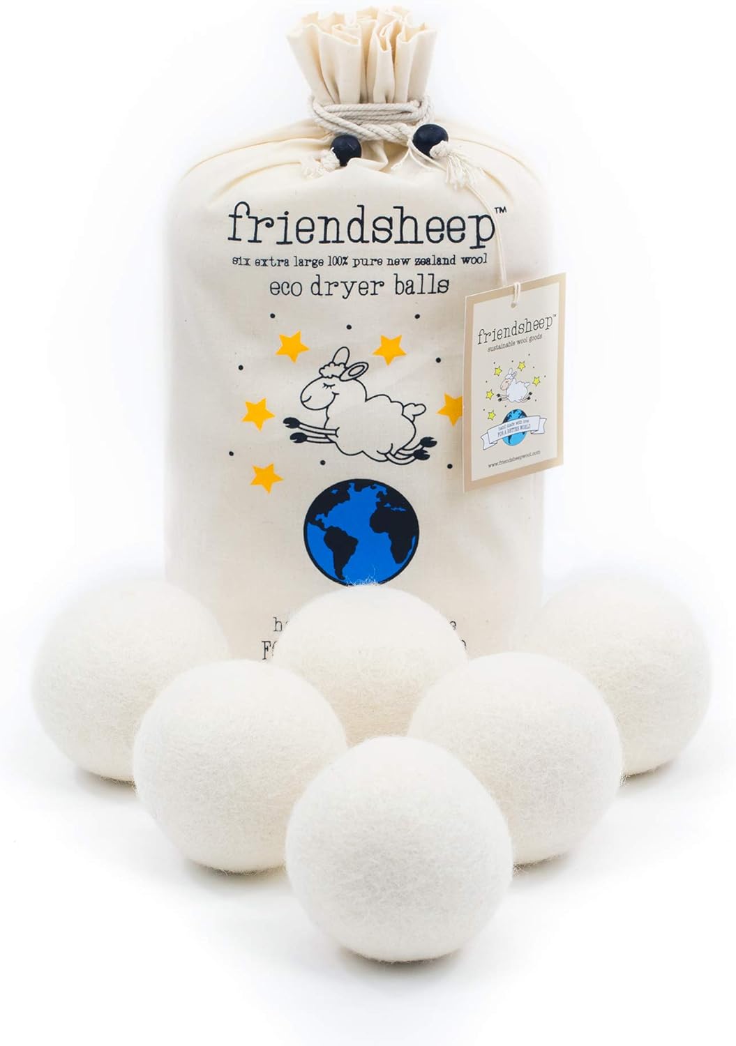 Friendsheep-Wool-Dryer-Balls,-Organic-Reusable-Fabric-Softener-Alternative-for-Laundry,-Handmade,-395
