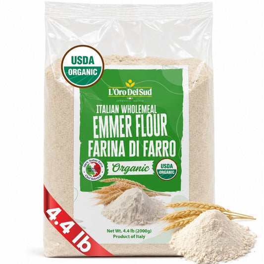 L'Oro-Del-Sud-Organic-Farro,-Emmer-Flour,-Stone-Ground,-4.4-lb-(2-Kg)-401