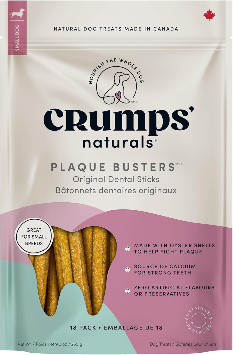 Crumps'-Naturals-Plaque-Busters-3.5"-(18ct)-9.0oz/255g-Dog-Dental-Treat-------1843