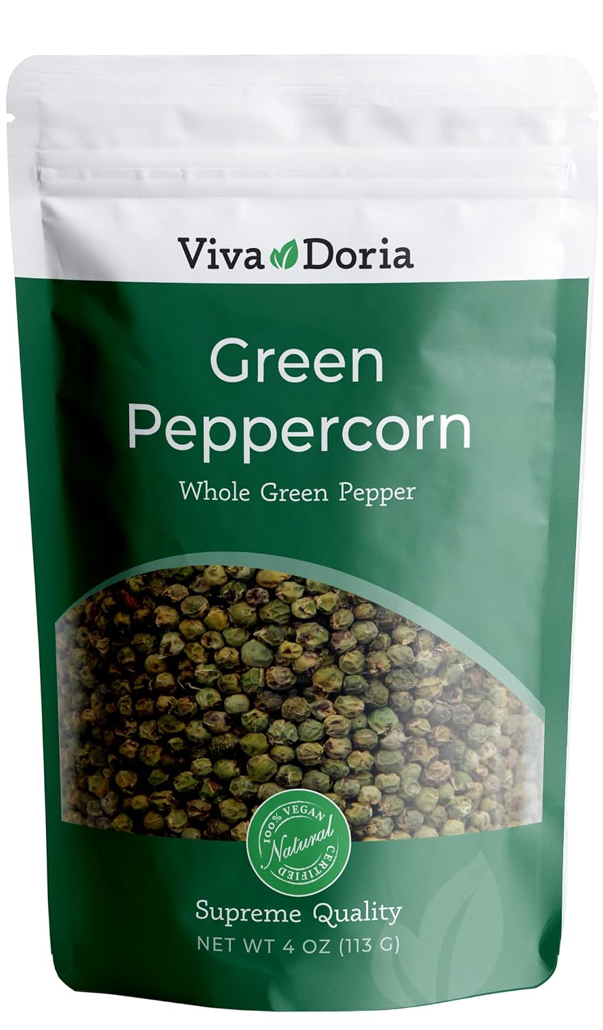 Viva-Doria-Green-Peppercorns,-Whole-Green-Pepper,-Steam-Sterilized,-4-oz-(85-1413