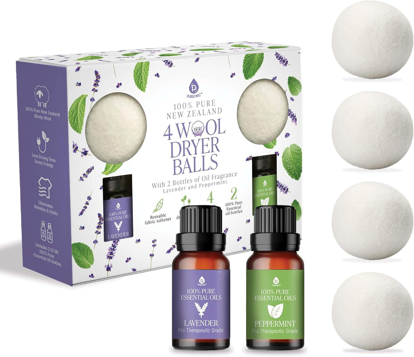 Pursonic-4-Pack-Laundry-Wool-Dryer-Balls-with-Lavender-&-Peppermint-Essential-Oil-729