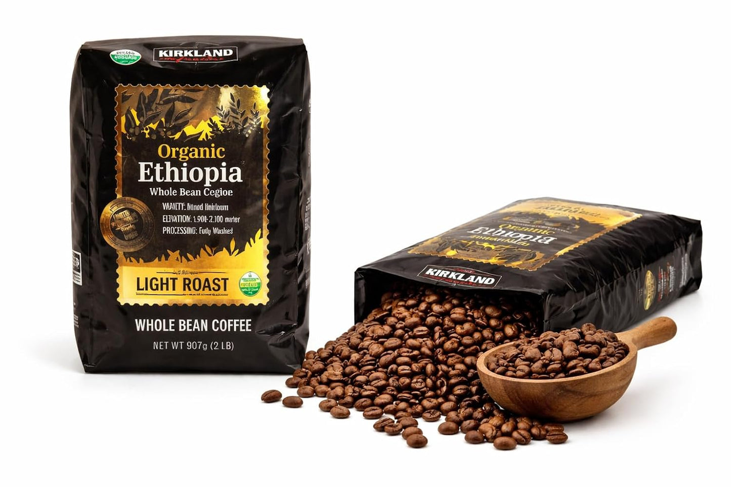 Kirkland-Signature-Organic-Ethiopia-Whole-Bean-Coffee,-Light-Roast-(32-Ounce)-----9