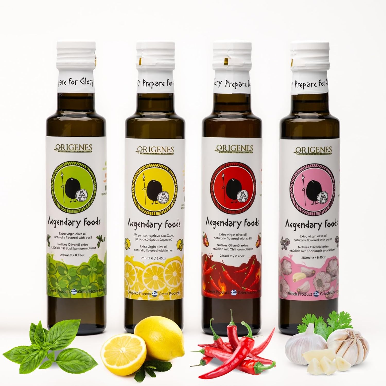 Pack-of-4-Extra-Virgin-Flavored-Olive-Oil---Garlic,-Chili,-Lemon-Basil-EVOO-299