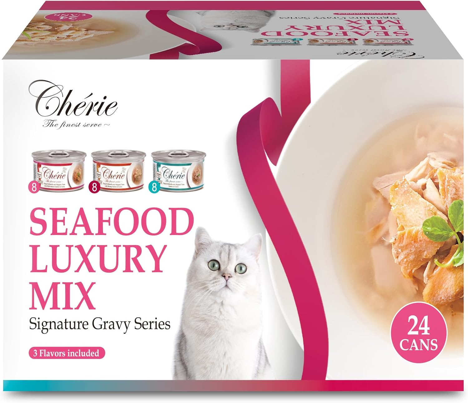 CHÉRIE-Signature-Gravy-Series-Flaked-Wet-Cat-Food-in-Gravy-Seafood-Mix-Variety-with429