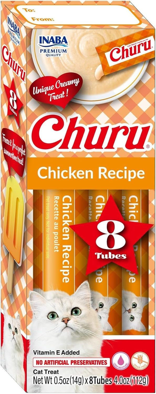 INABA-Churu-Lickable-Purée-Natural-Cat-Treats-Gift-Box---Chicken-Recipe,-8-Tube-298