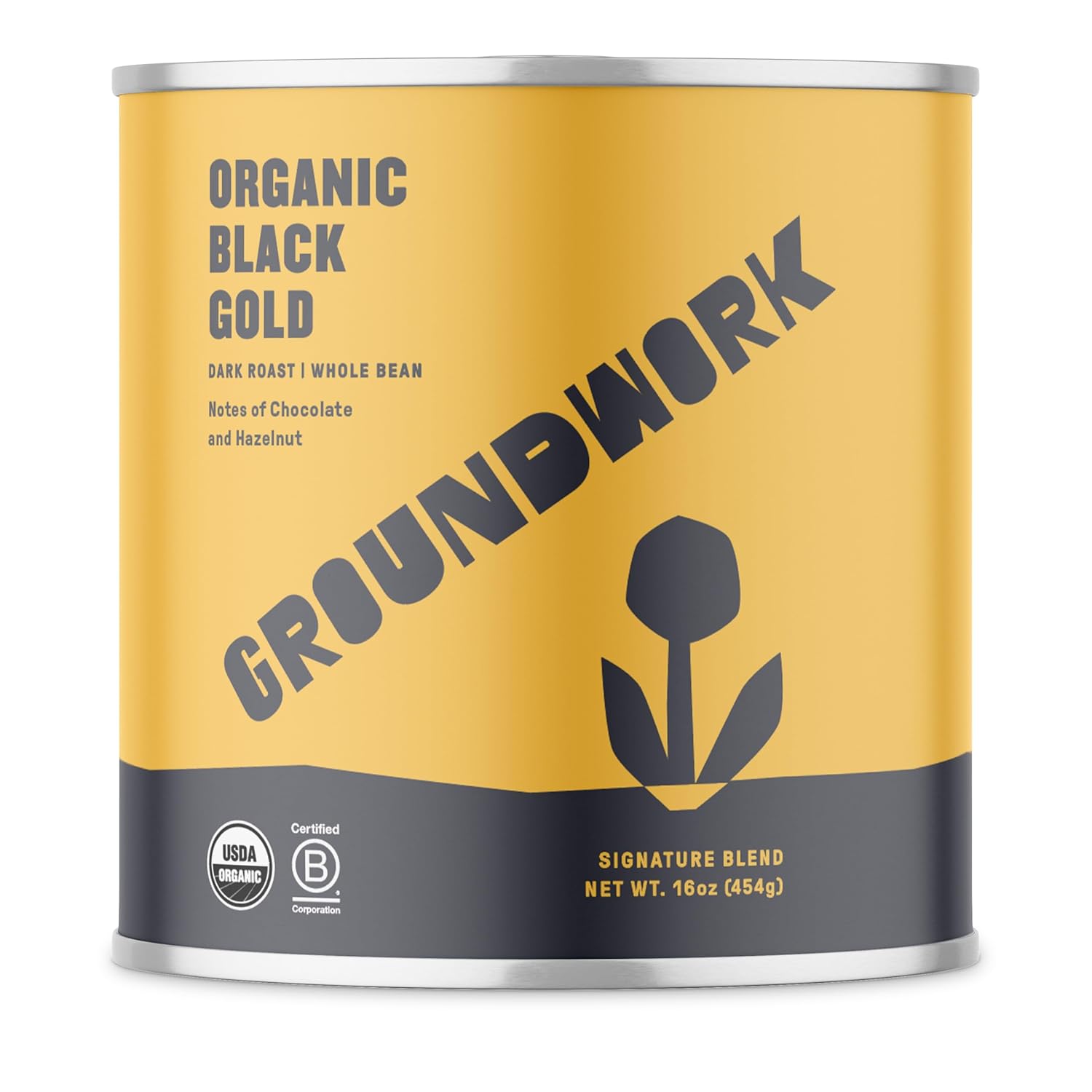 Groundwork-Café-de-grano-entero-orgánico-certificado,-oro-negro,-lata-de-onzas1095