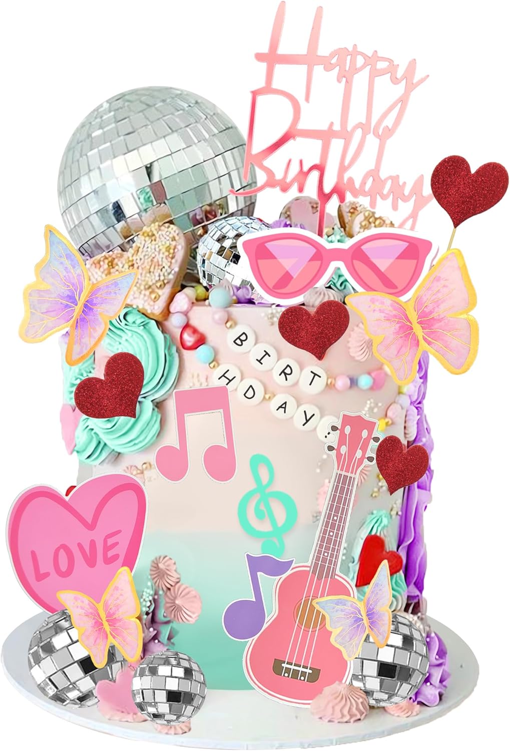 Disco-Ball-Cake-Toppers-Pink-Girl-Star-3884