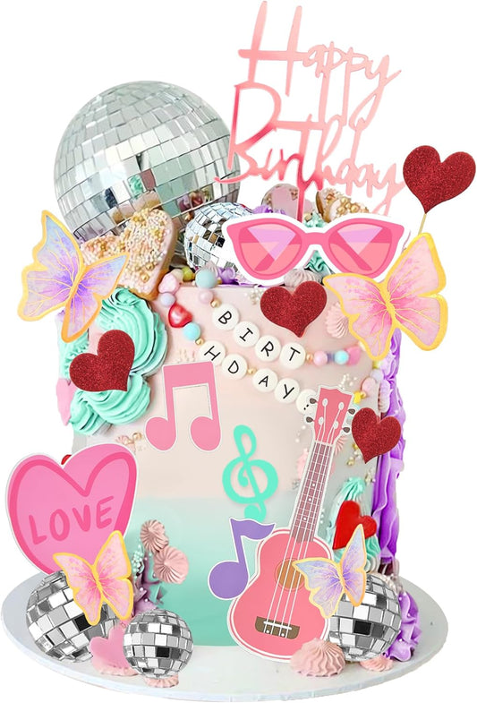 Disco-Ball-Cake-Toppers-Pink-Girl-Star-3884