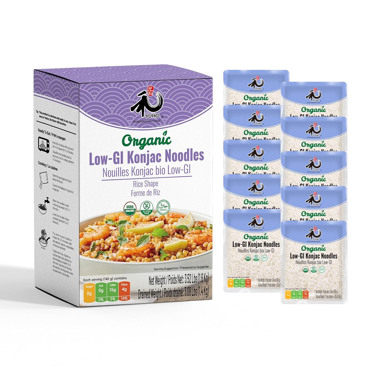 YUHO-Organic-Konjac-Shirataki-Rice,10-Packs,-Closer-to-Rice,-Based-370