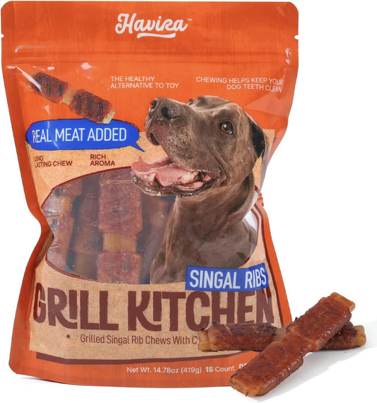 Havira-BBQ-Dog-Treats-Single-Rib-15-Count,-Grill-Shaped-Rawhide-Free-Chews-173