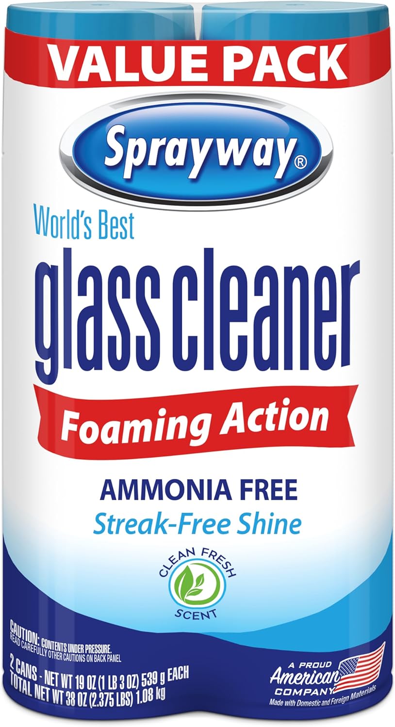Sprayway-Glass-Cleaner-Foaming-Aerosol-Spray,-19oz,-Pack-of-2-|-Ammonia-Free,-Streakless,-Fast-Acting-|-2148