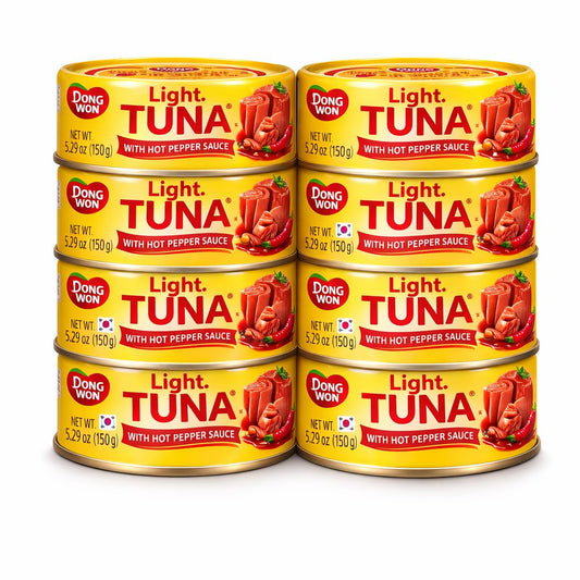 Spicy-Korean-Light-Tuna-with-Hot-Pepper-Sauce,-5.29-oz-(150g)-per-Can,-546