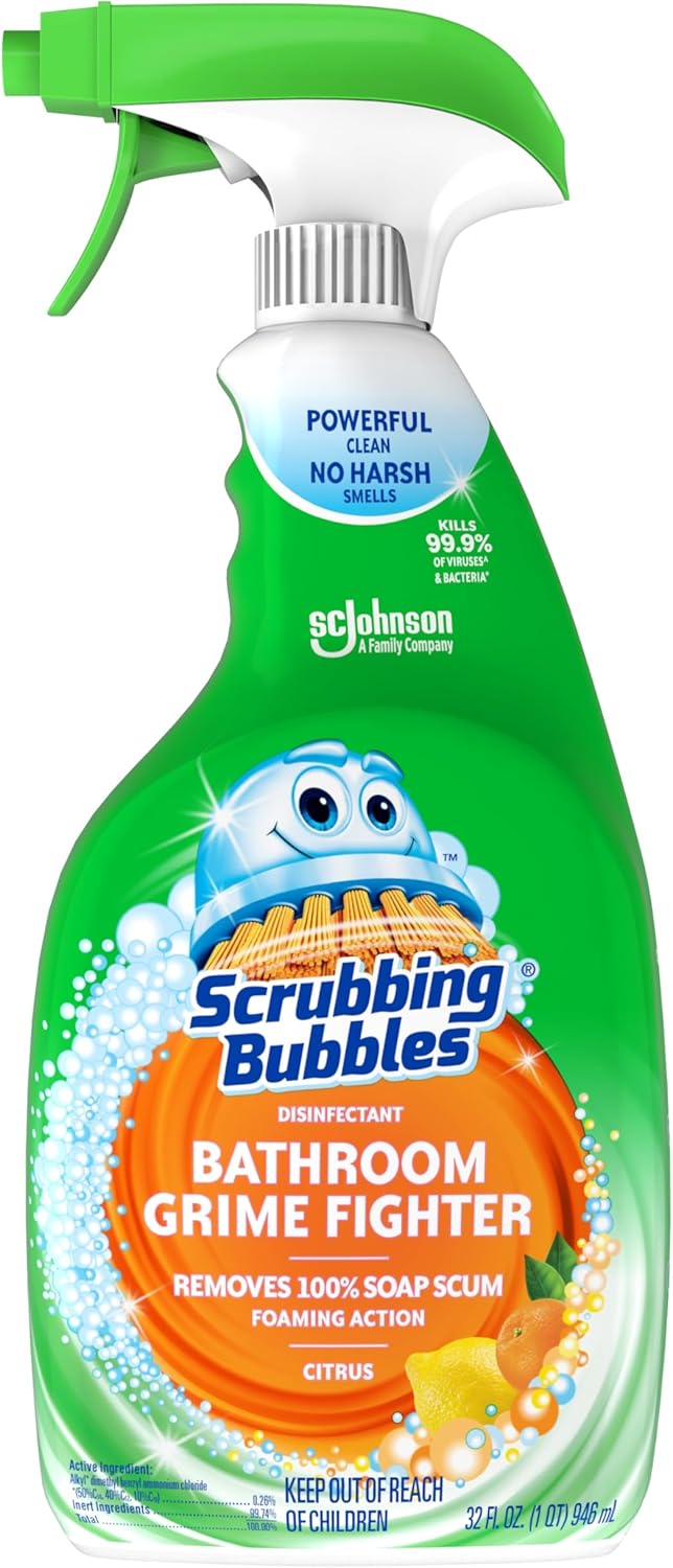 Scrubbing-Bubbles-Bathroom-and-Shower-Cleaner-Disinfectant-Spray,-Bathroom-Grime-Fighter,-Citrus-Scent,-32oz---1902