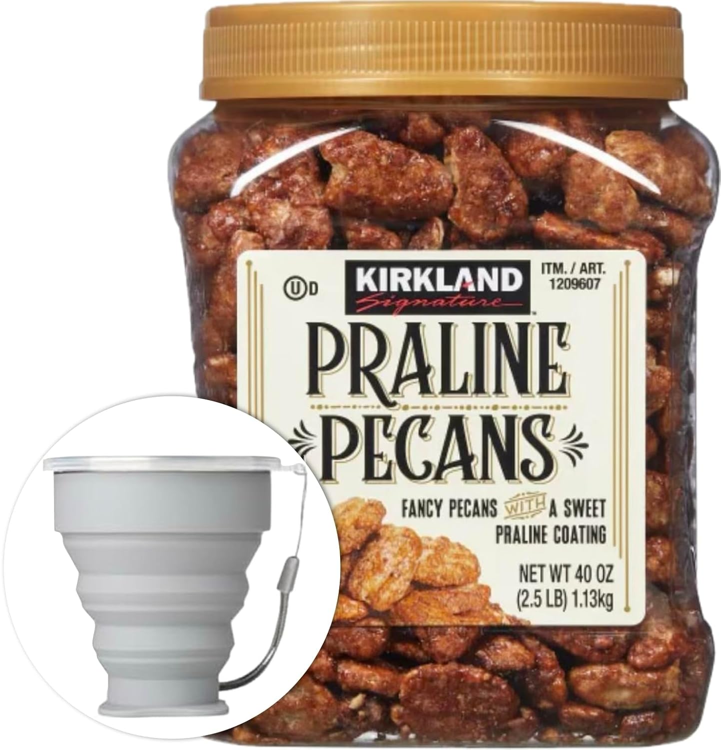 Kirkland-Signature-Praline-Pecans,-2.5-lbs.-Item-1209607-Bundle-with-MORALZA--Silicone-Collapsible-Cup---401