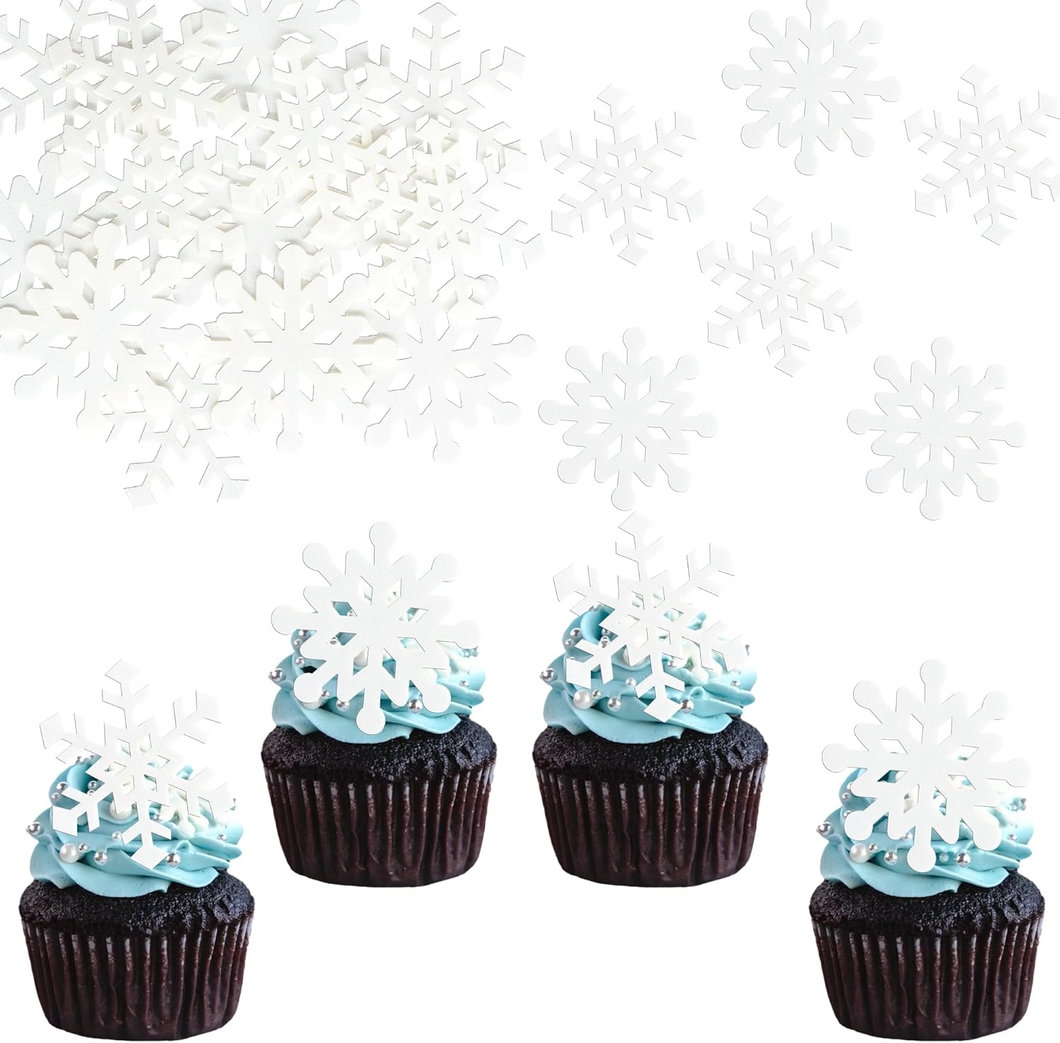 Gyufise-60Pcs-Edible-Snowflakes-Cupcake-Toppers---Snowflake-Cake-Decorations-Wafer-Paper-for-Winter-1324