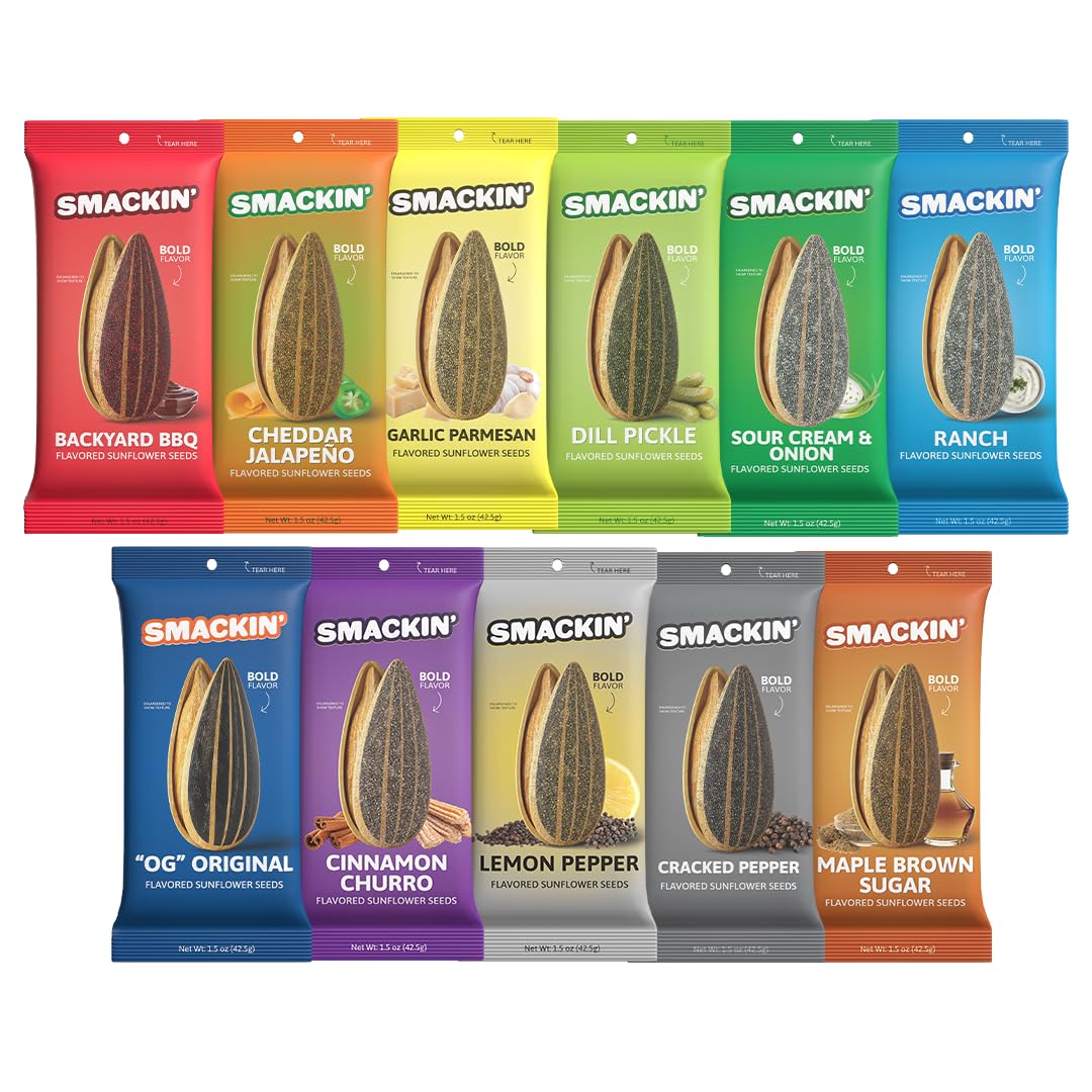 SMACKIN'-Sunflower-Seeds,-Roasted-Jumbo-Small-Batch,-American-Made---Variety,-1.5oz--bags-(11-pack)--1338