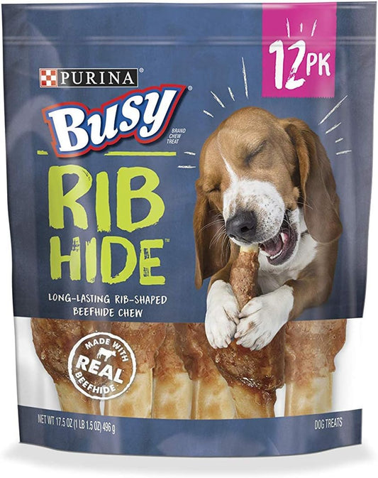 Busy-Purina-Busy-Small/Medium-Breed-Dog-Rawhide-Treat,-Rib-Hide---ct.-2515