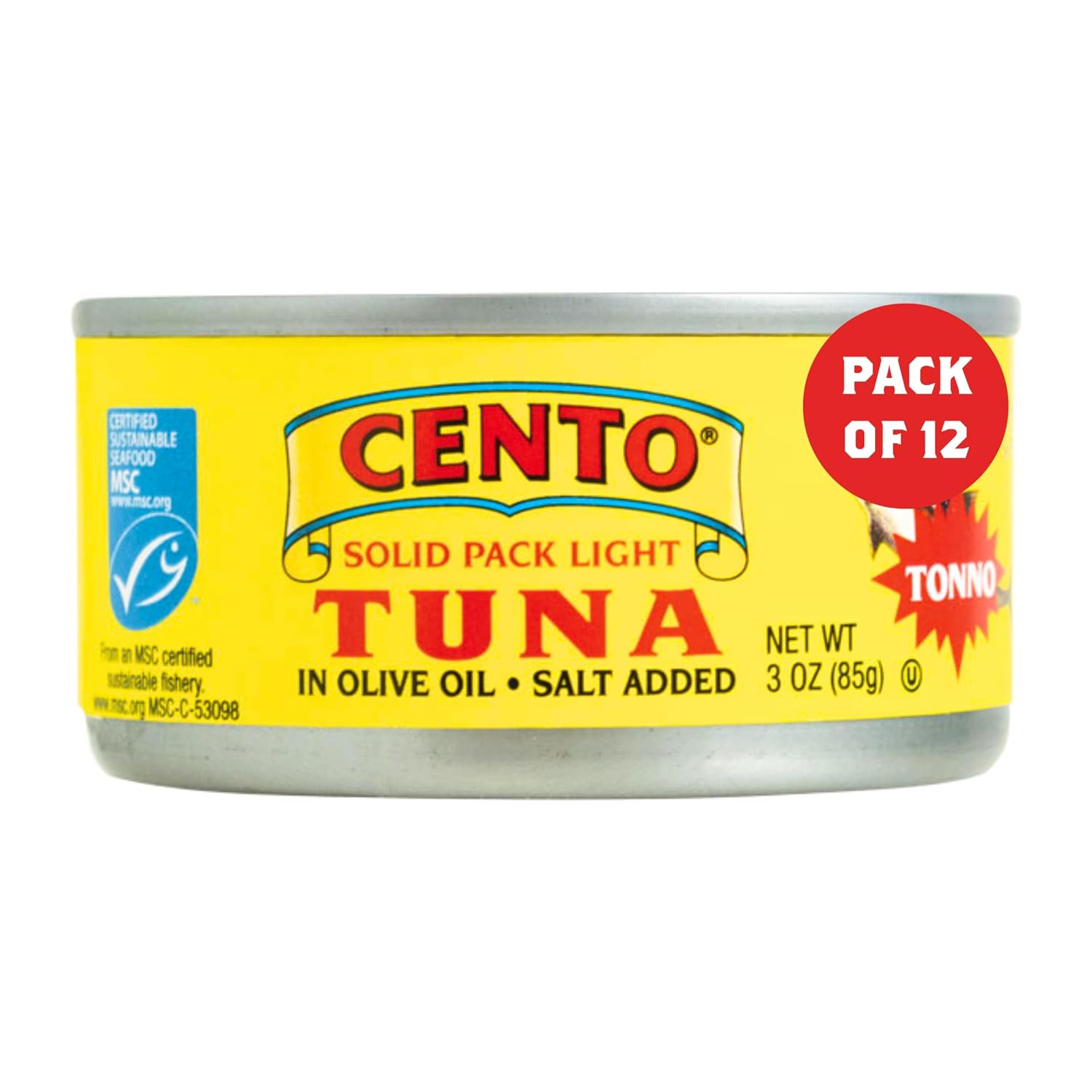 Cento-Solid-Pack-Light-Tuna-in-Olive-Oil,-3-Oz-(Pack-of-12),-424
