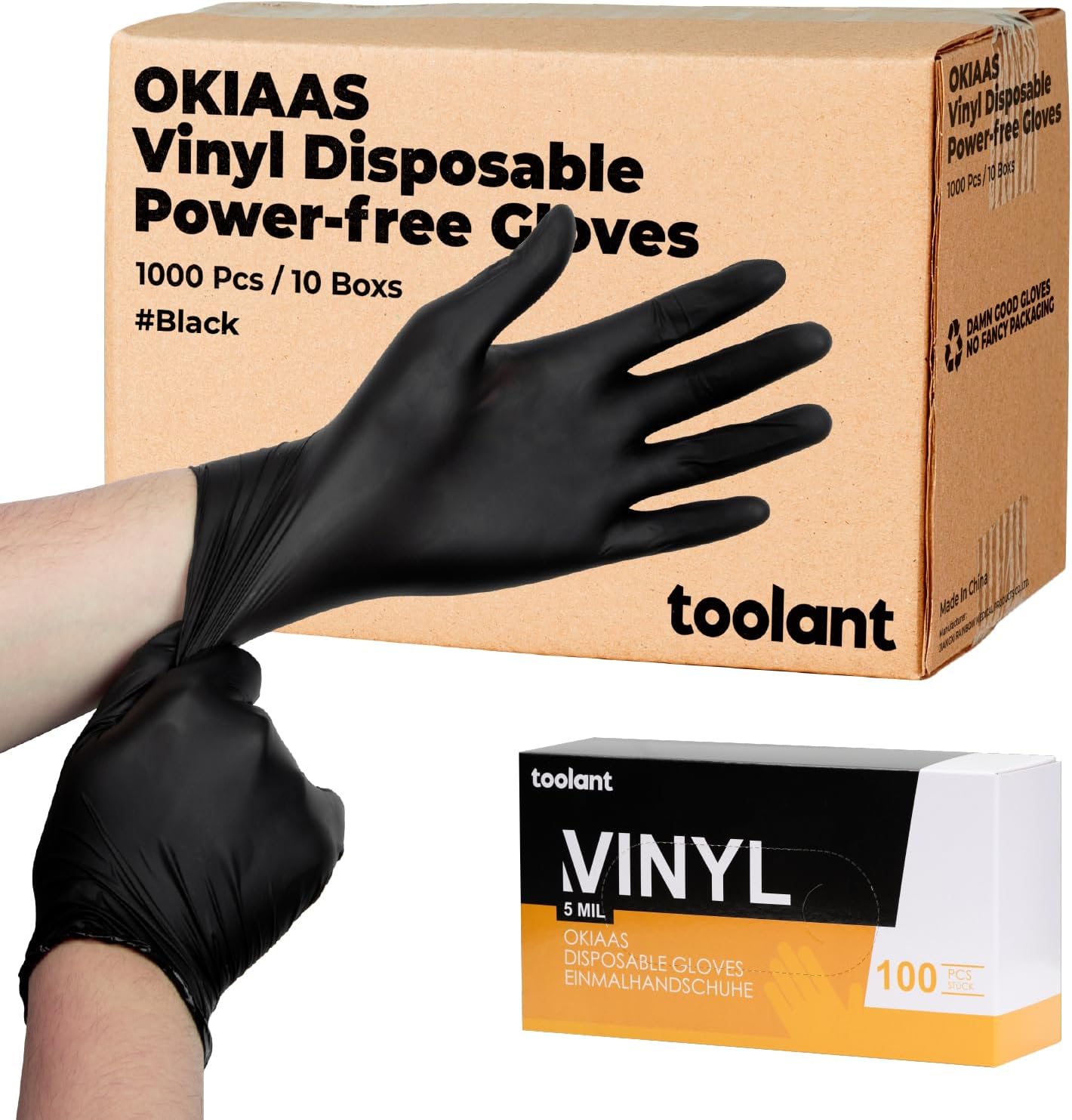 OKIAAS-Black/Pink-Vinyl-Disposable-Gloves-Latex-Free,-Food-Grade,-5-mil,-Cooking,-Cleaning,-Hair-Dye,-820