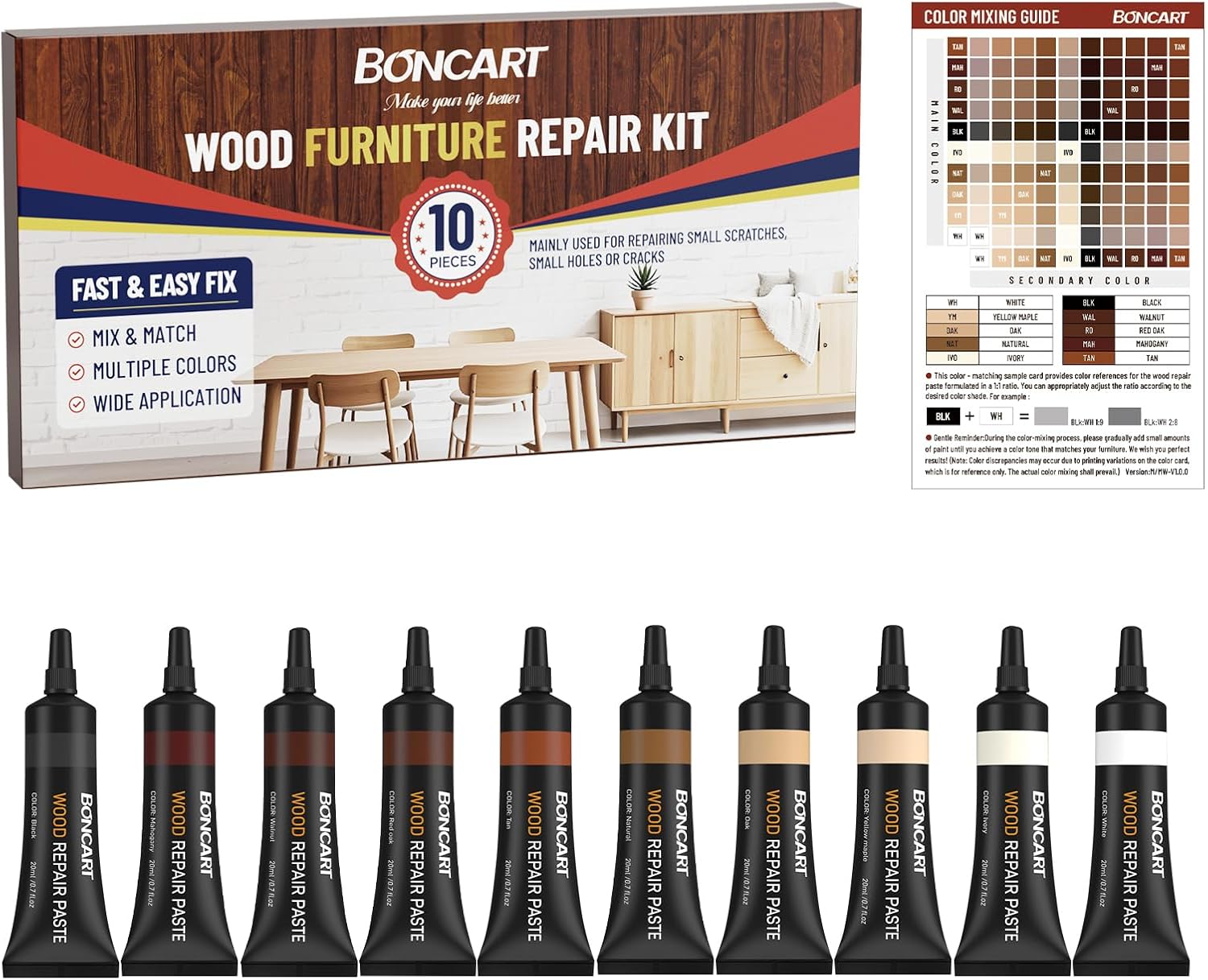 Boncart-Wood-Furniture-Repair-Kit,-Wood-Touch-up-Fillers,-Repair-Scratches,-Cracks,-Paint-Chips,-and-415
