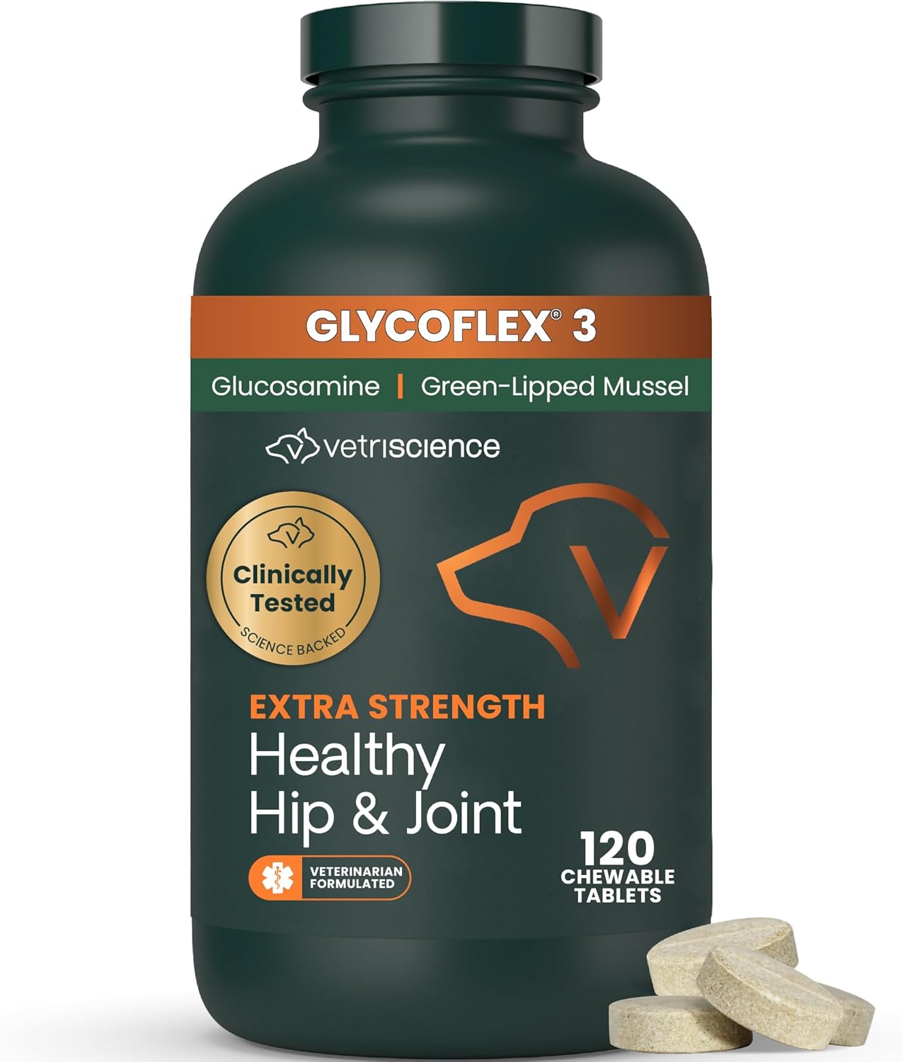 VetriScience-Extra-Strength-Healthy-Hip-&-Joint-Chewable-Tablets,-GlycoFlex-Glucosamine-Green-Lipped-340