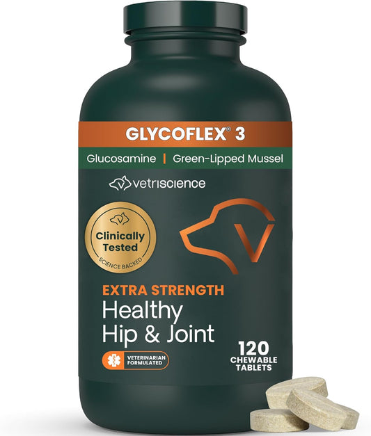 VetriScience-Extra-Strength-Healthy-Hip-&-Joint-Chewable-Tablets,-GlycoFlex-Glucosamine-Green-Lipped-340