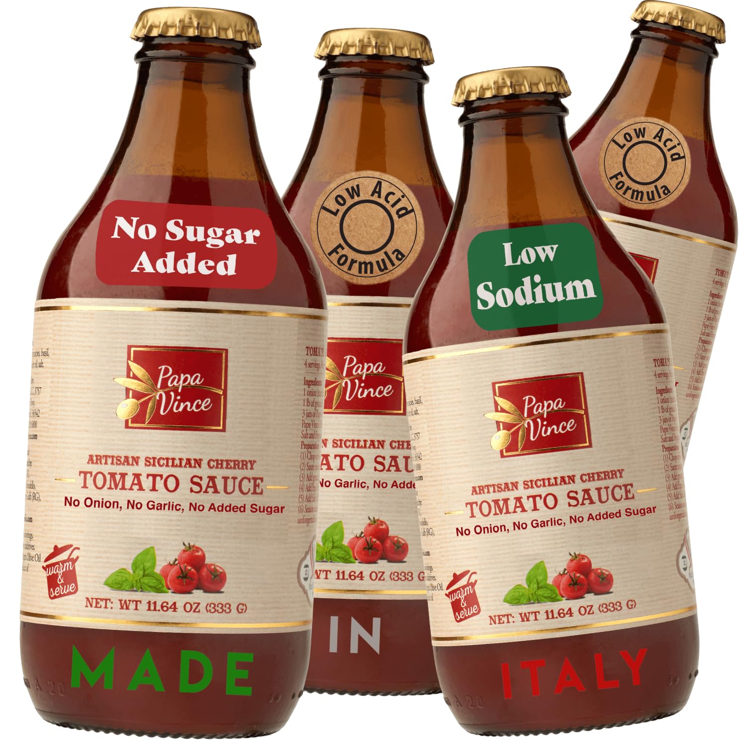 Papa-Vince-Low-Acid-Tomato-Sauce,-No-Garlic-No-Onion,-Made-in-605