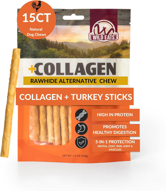 Wild-Eats-Turkey-Collagen-Sticks-for-Dogs-(15-Pack,-1-cm-Long-350