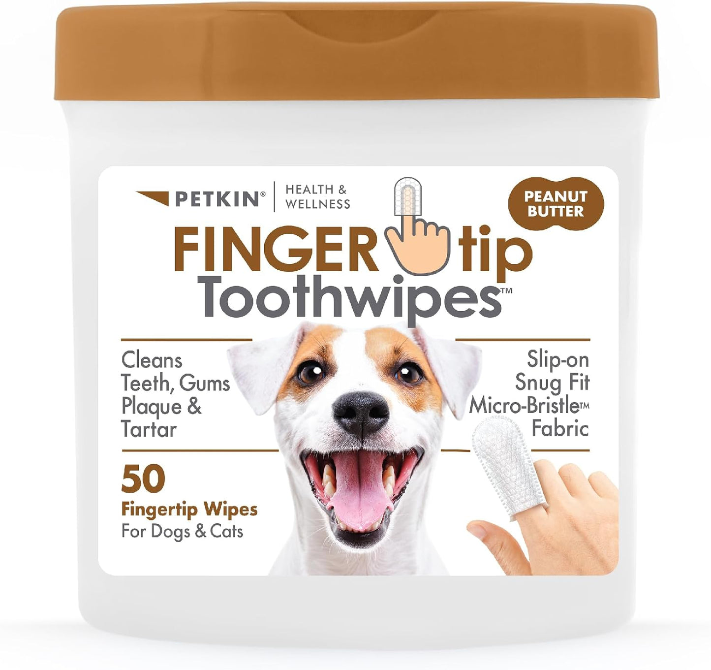 Petkin-Fingertip-Tooth-Wipes-for-Dogs-and-Cats,-50-Finger-Wipes---Slip-On,-925